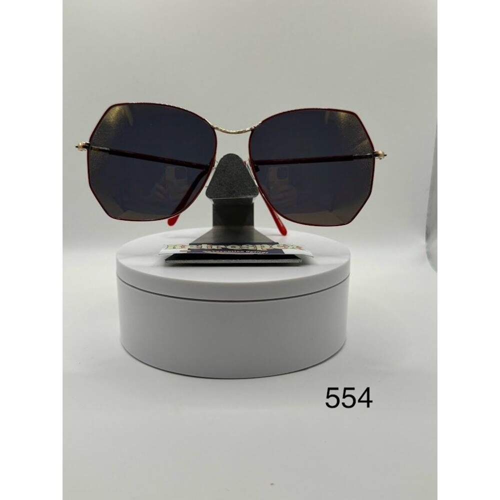 Vintage Oversize Sunglasses | NOS | Gold Mirror Lens Red/Gold Frame Oleg Cassini